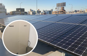 14.9KWの太陽光発電機を設置、22KWの蓄電池に蓄電し、災害時に備えます。